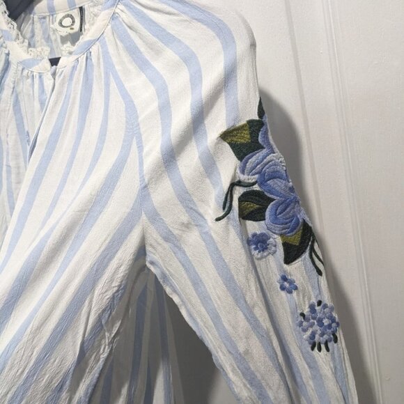 ANTHRO Akemi & Kin | Floral Embroidered & Striped Blouse - Picture 11 of 16